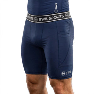 BWB Men's Navy Blue Compression Shorts – Athletic Base Layer
