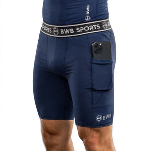 BWB Men's Navy Blue Compression Shorts – Athletic Base Layer