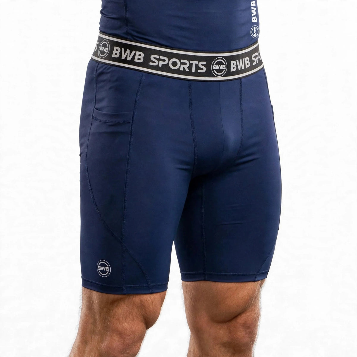 BWB Men's Navy Blue Compression Shorts – Athletic Base Layer