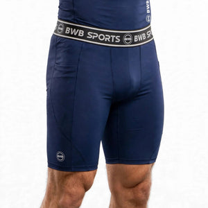 BWB Men's Navy Blue Compression Shorts – Athletic Base Layer