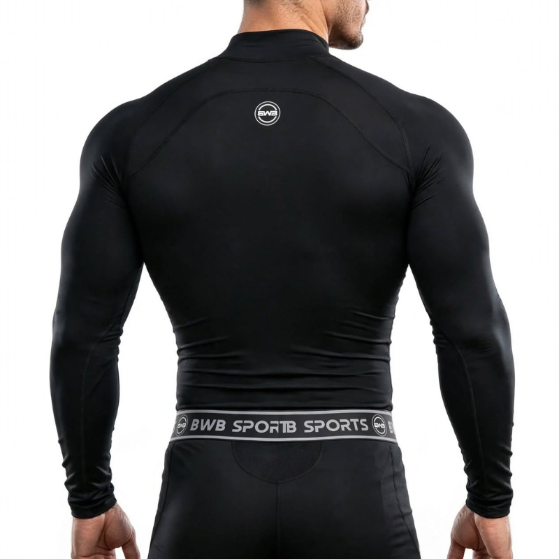 BWB Men's Black Long Sleeve Baselayer Compression Shirt