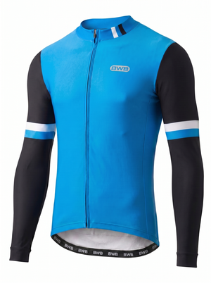 BWB Men's Blue Thermal Frost performance Winter Cycling Jersey & cargo Bib Tights Set