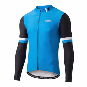BWB Men's Blue Thermal Frost performance Long Sleeve Winter Cycling Jersey