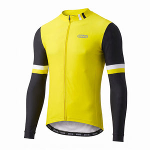 BWB Men's Yellow Thermal Frost performance Long Sleeve Winter Cycling Jersey