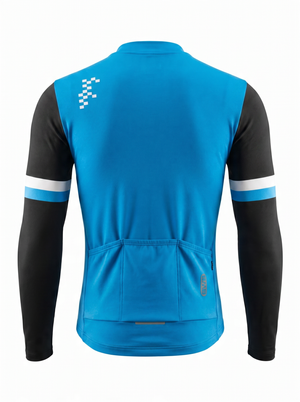 BWB Men's Blue Thermal Frost performance Winter Cycling Jersey & cargo Bib Tights Set