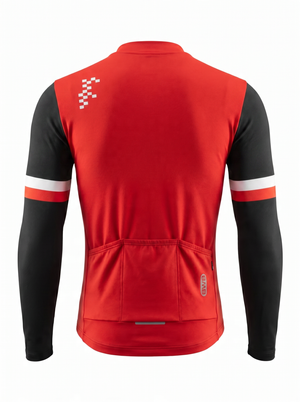 BWB Men's Red Thermal Frost performance Winter Cycling Jersey & cargo Bib Tights Set