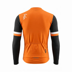 BWB Men's Orange Thermal Frost performance Winter Cycling Jersey & cargo Bib Tights Set