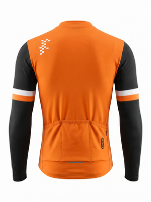 BWB Men's Orange Thermal Frost performance Winter Cycling Jersey & cargo Bib Tights Set