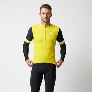 BWB Men's Yellow Thermal Frost performance Long Sleeve Winter Cycling Jersey