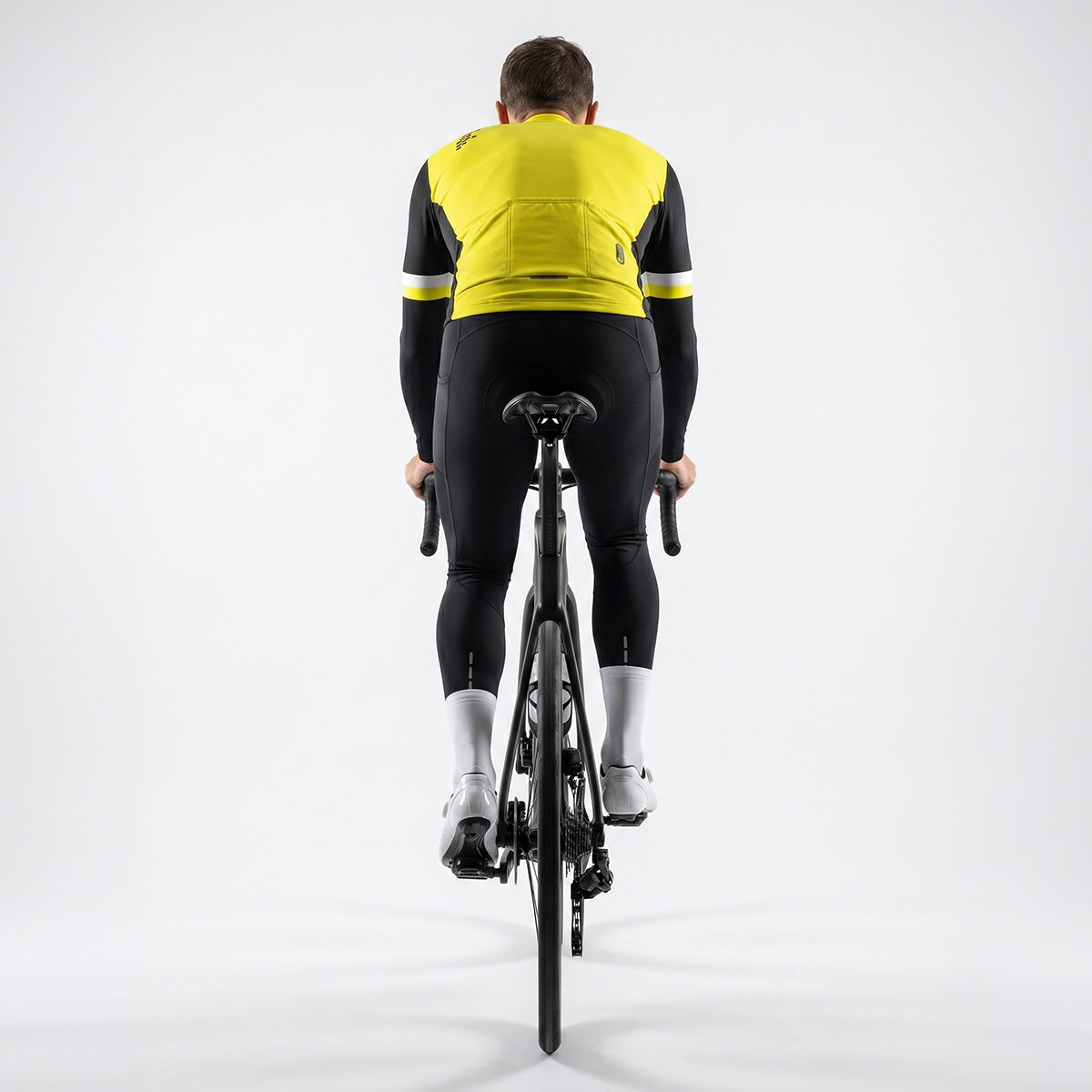 BWB Men's Yellow Thermal Frost performance Long Sleeve Winter Cycling Jersey