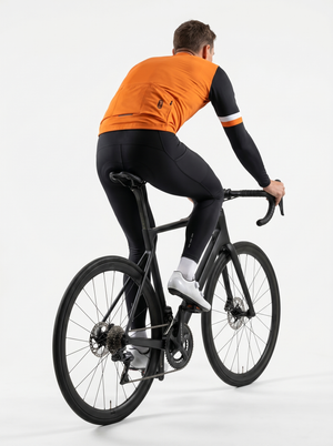 BWB Men's Orange Thermal Frost performance Long Sleeve Winter Cycling Jersey
