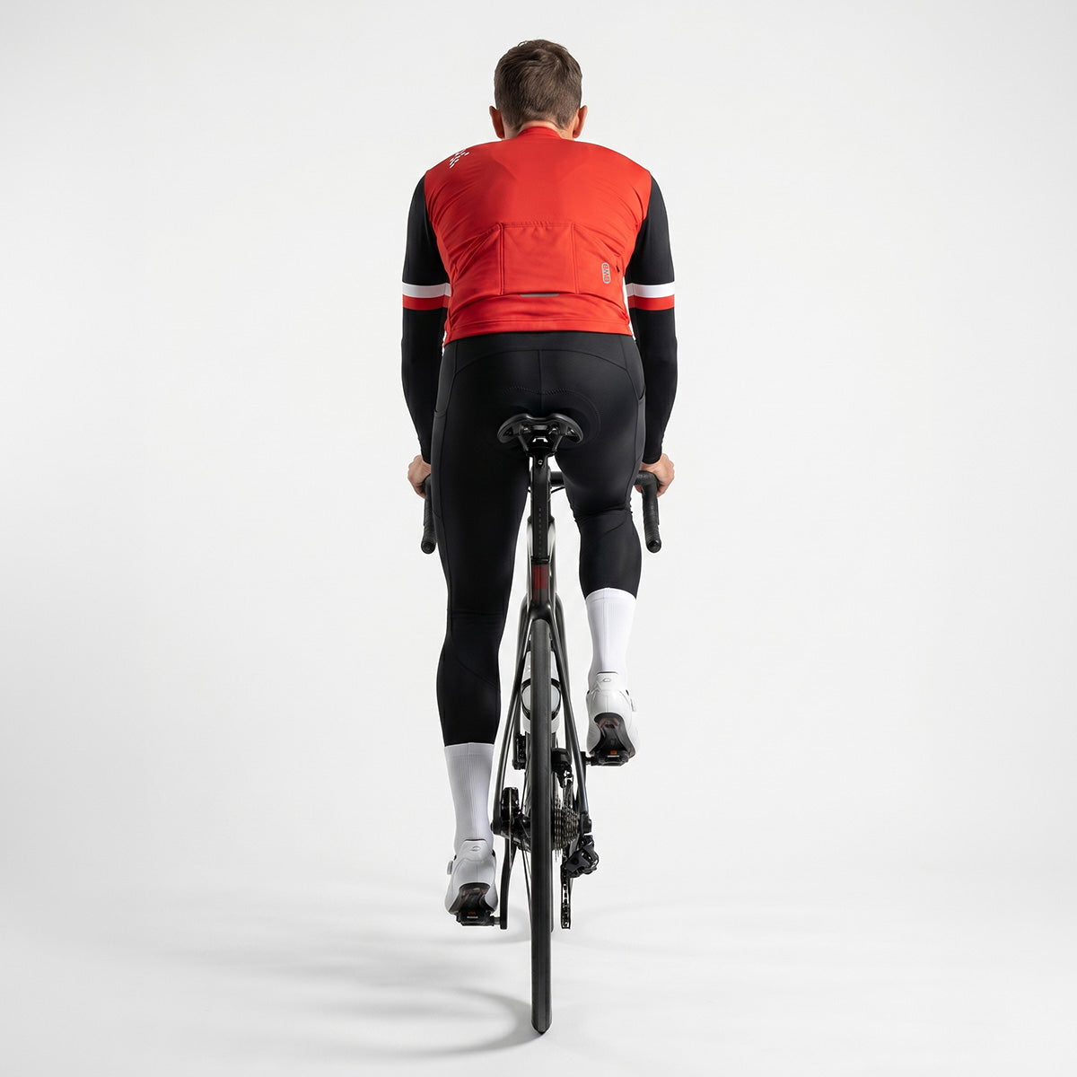 BWB Men's Red Thermal Frost performance Long Sleeve Winter Cycling Jersey