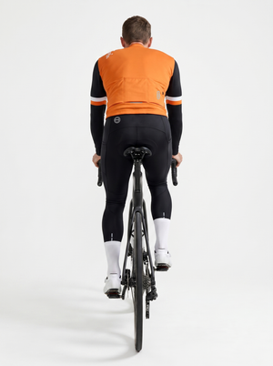 BWB Men's Orange Thermal Frost performance Winter Cycling Jersey & cargo Bib Tights Set