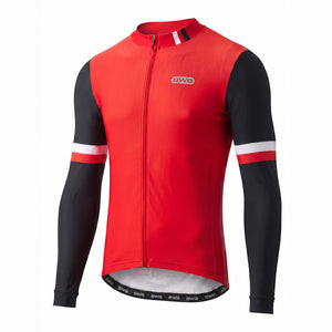 BWB Men's Red Thermal Frost performance Long Sleeve Winter Cycling Jersey