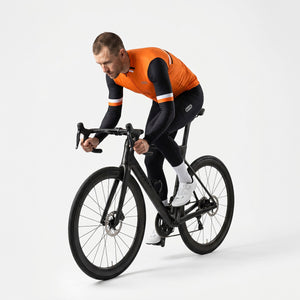 BWB Men's Orange Thermal Frost performance Long Sleeve Winter Cycling Jersey