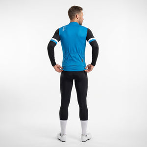 BWB Men's Blue Thermal Frost performance Long Sleeve Winter Cycling Jersey