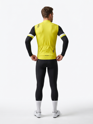 BWB Men's Yellow Thermal Frost performance Winter Cycling Jersey & cargo Bib Tights Set
