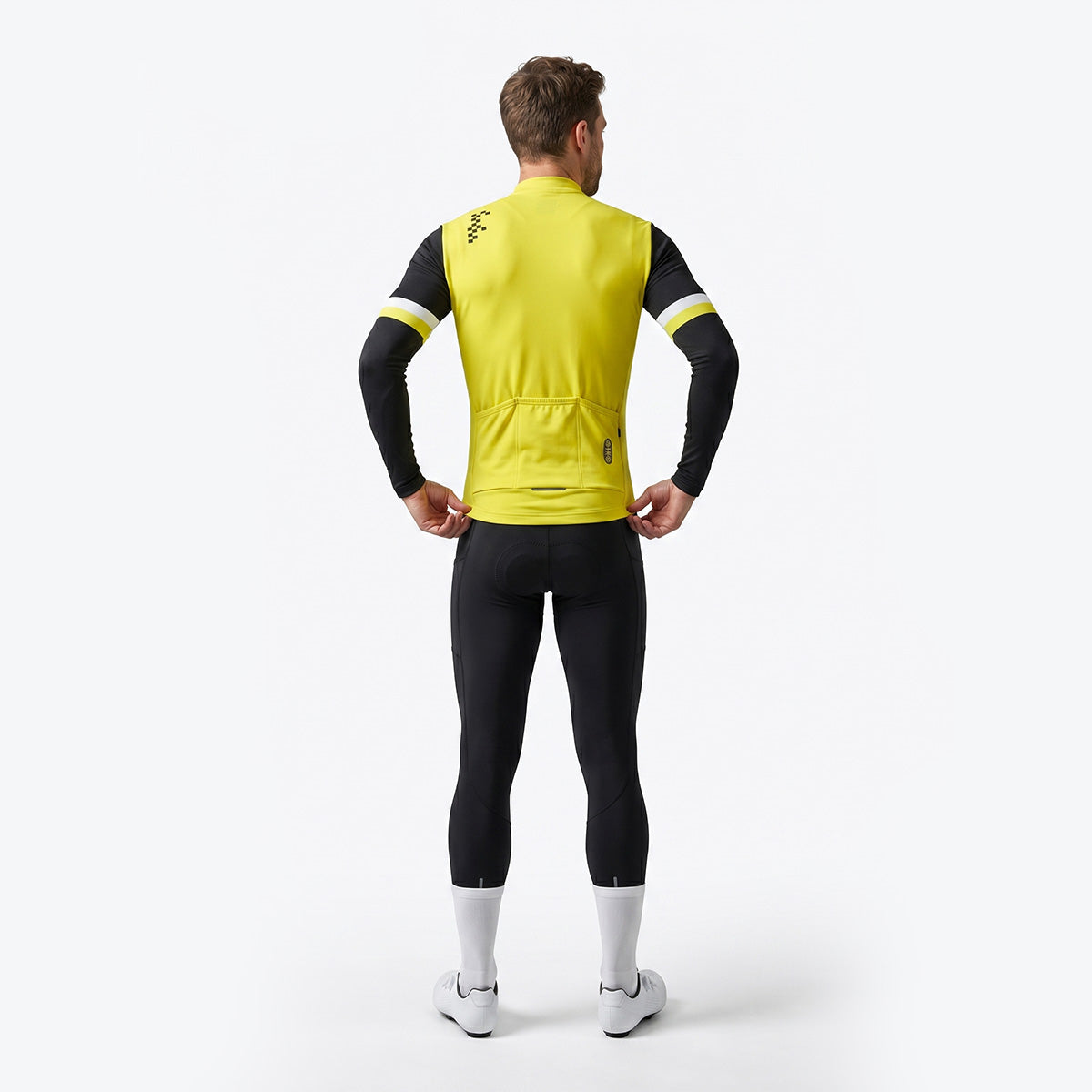 BWB Men's Yellow Thermal Frost performance Long Sleeve Winter Cycling Jersey