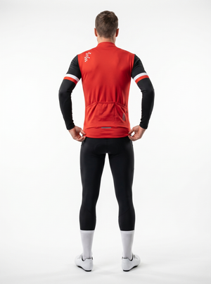BWB Men's Red Thermal Frost performance Winter Cycling Jersey & cargo Bib Tights Set