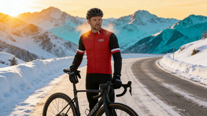 BWB Men's Red Thermal Frost performance Winter Cycling Jersey & cargo Bib Tights Set