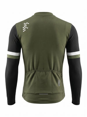 BWB Men's Green Thermal Frost performance Winter Cycling Jersey & cargo Bib Tights Set