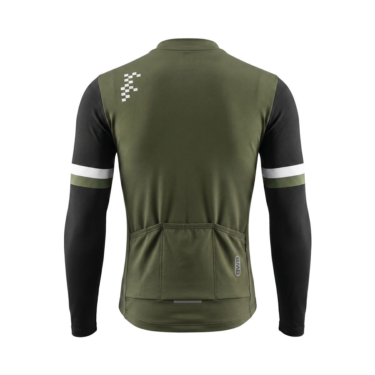 BWB Men's Green Thermal Frost performance Long Sleeve Winter Cycling Jersey