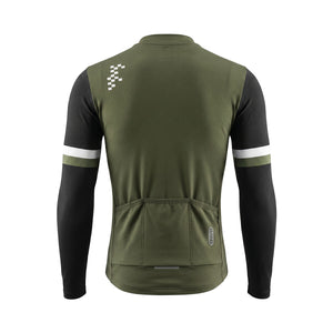 BWB Men's Green Thermal Frost performance Long Sleeve Winter Cycling Jersey