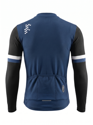 BWB Men's Navy Blue Thermal Frost performance Winter Cycling Jersey & cargo Bib Tights Set