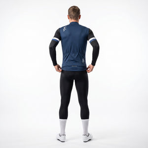 BWB Men's Navy Blue Thermal Frost performance Long Sleeve Winter Cycling Jersey