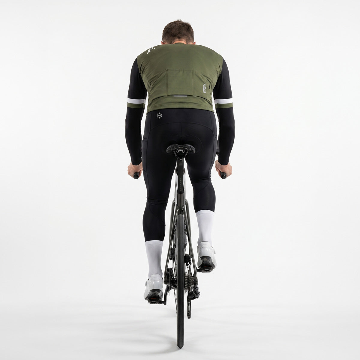 BWB Men's Green Thermal Frost performance Winter Cycling Jersey & cargo Bib Tights Set