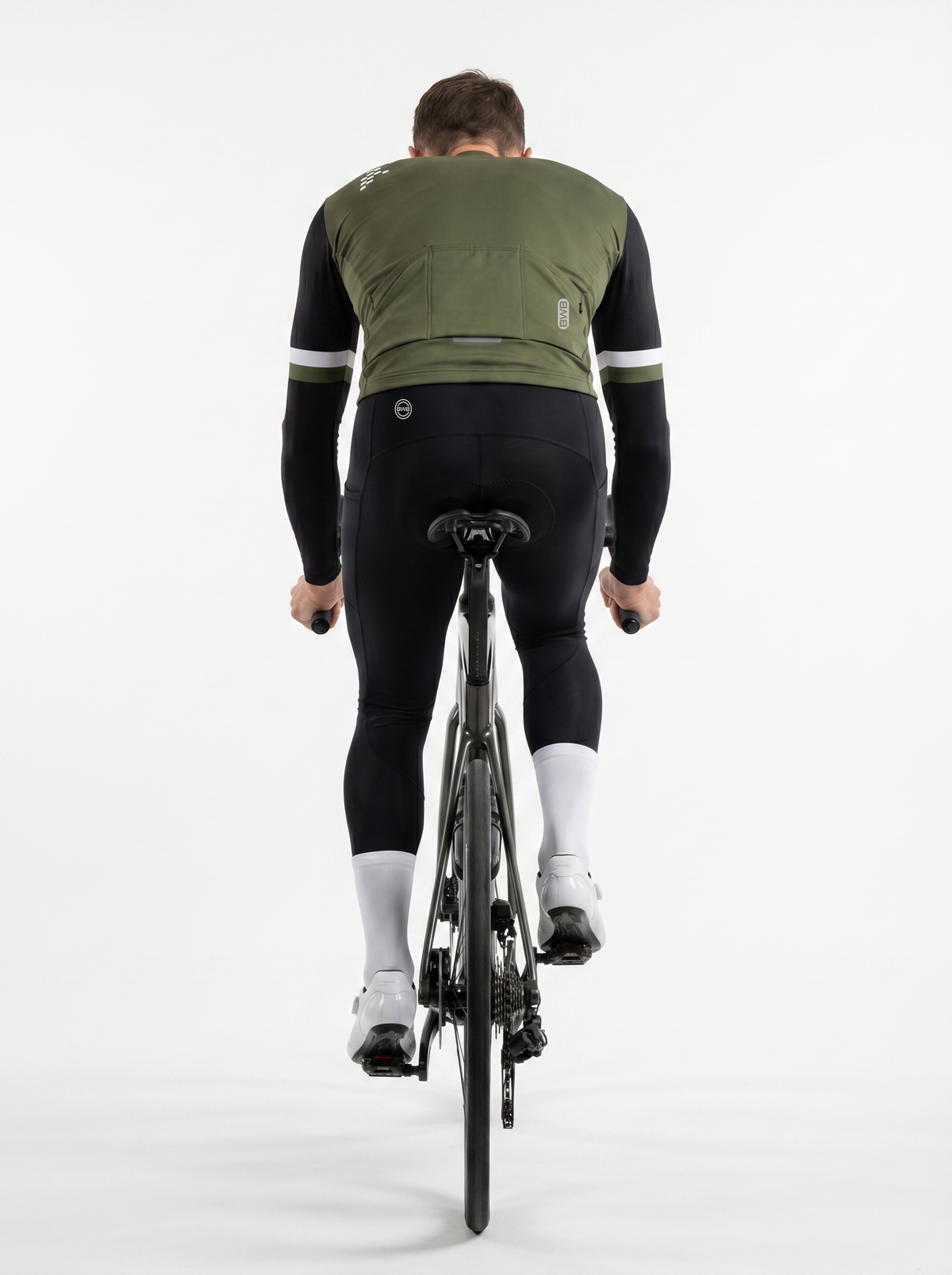 BWB Men's Green Thermal Frost performance Winter Cycling Jersey & cargo Bib Tights Set