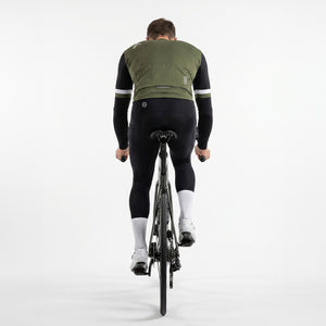 BWB Men's Green Thermal Frost performance Long Sleeve Winter Cycling Jersey