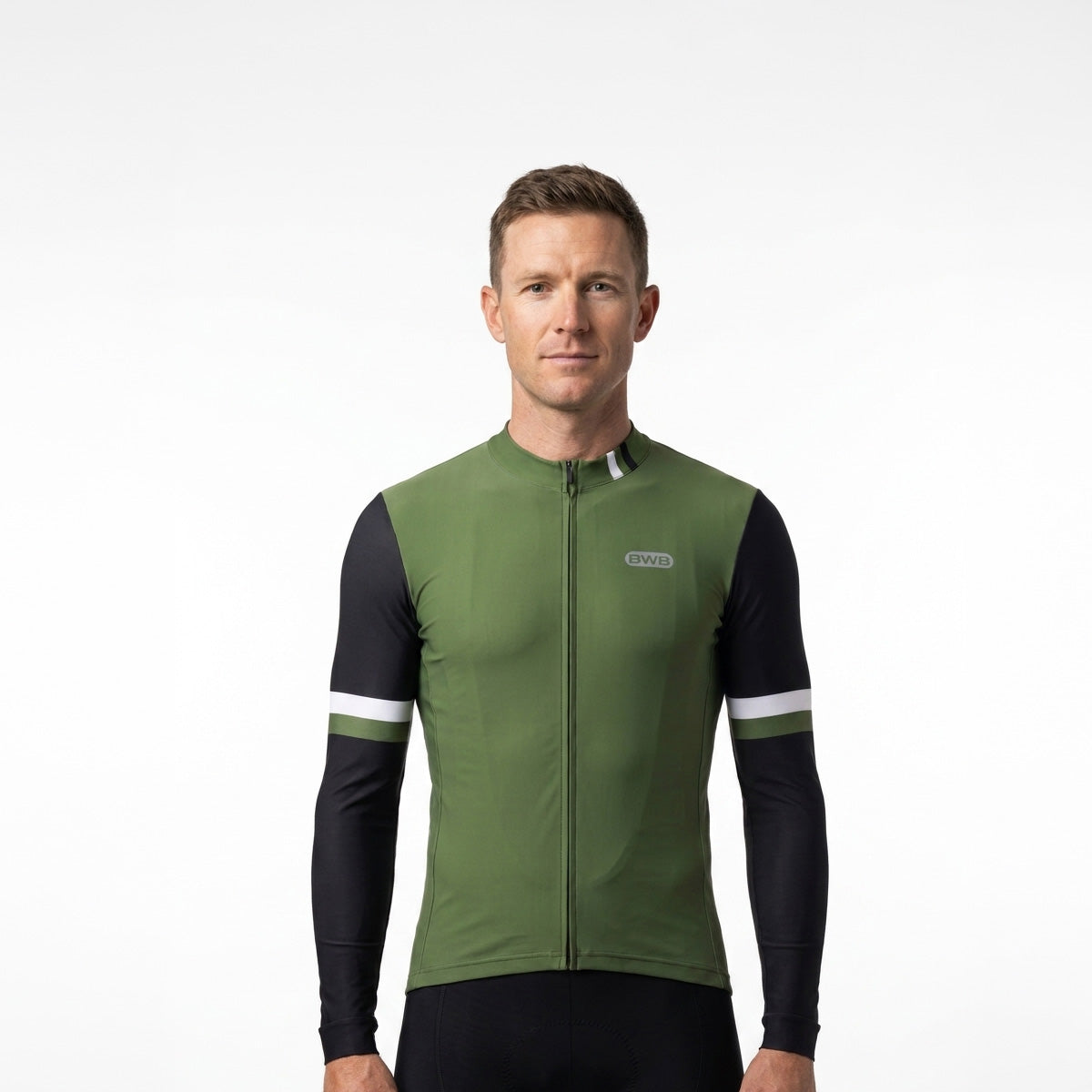 BWB Men's Green Thermal Frost performance Winter Cycling Jersey & cargo Bib Tights Set