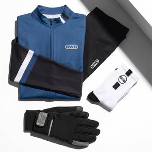 BWB Men's Navy Blue Thermal Frost performance Long Sleeve Winter Cycling Jersey