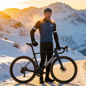 BWB Men's Navy Blue Thermal Frost performance Long Sleeve Winter Cycling Jersey
