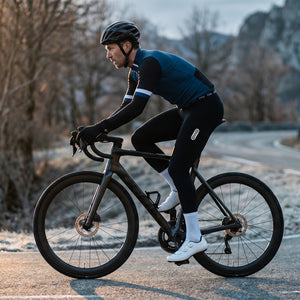 BWB Men's Navy Blue Thermal Frost performance Winter Cycling Jersey & cargo Bib Tights Set