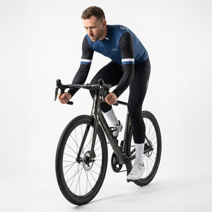 BWB Men's Navy Blue Thermal Frost performance Long Sleeve Winter Cycling Jersey