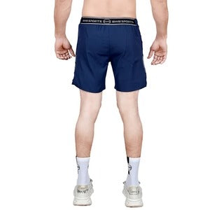 Navy Blue Men's Sleeveless Compression Shirt & Gym Shorts Set with Free No-Show Socks