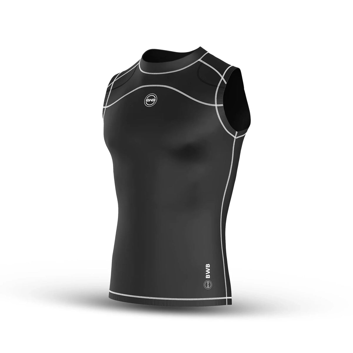 Black/White Men's Sleeveless Compression Shirt & Gym Shorts Set with Free No-Show Socks