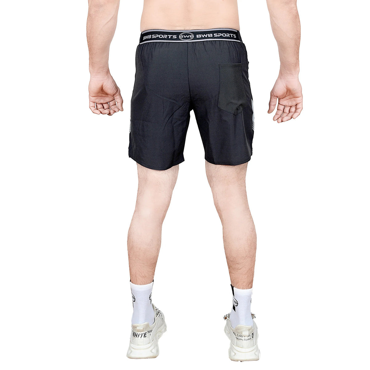 Black/Orange Men's Sleeveless Compression Shirt & Gym Shorts Set with Free No-Show Socks