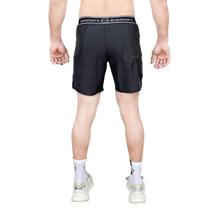 Black/Orange Men's Sleeveless Compression Shirt & Gym Shorts Set with Free No-Show Socks