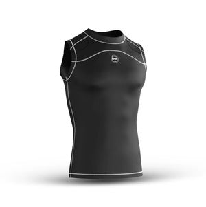 Black/White Men's Sleeveless Compression Shirt & Gym Shorts Set with Free No-Show Socks