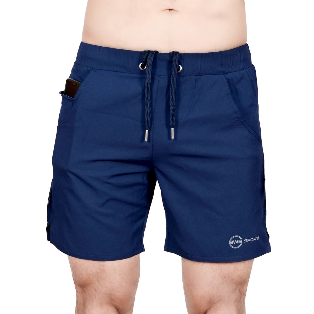 Navy Blue Men's Sleeveless Compression Shirt & Gym Shorts Set with Free No-Show Socks
