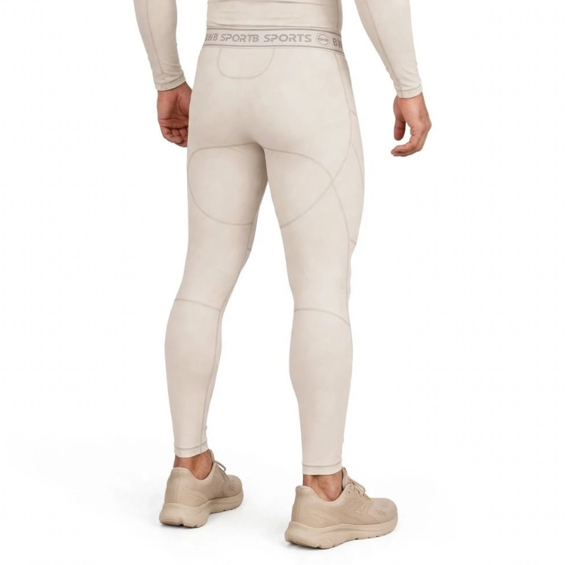BWB Men's Beige Compression Baselayer Leggings