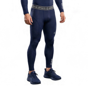 BWB Men's Navy Blue Baselayer Compression Leggings