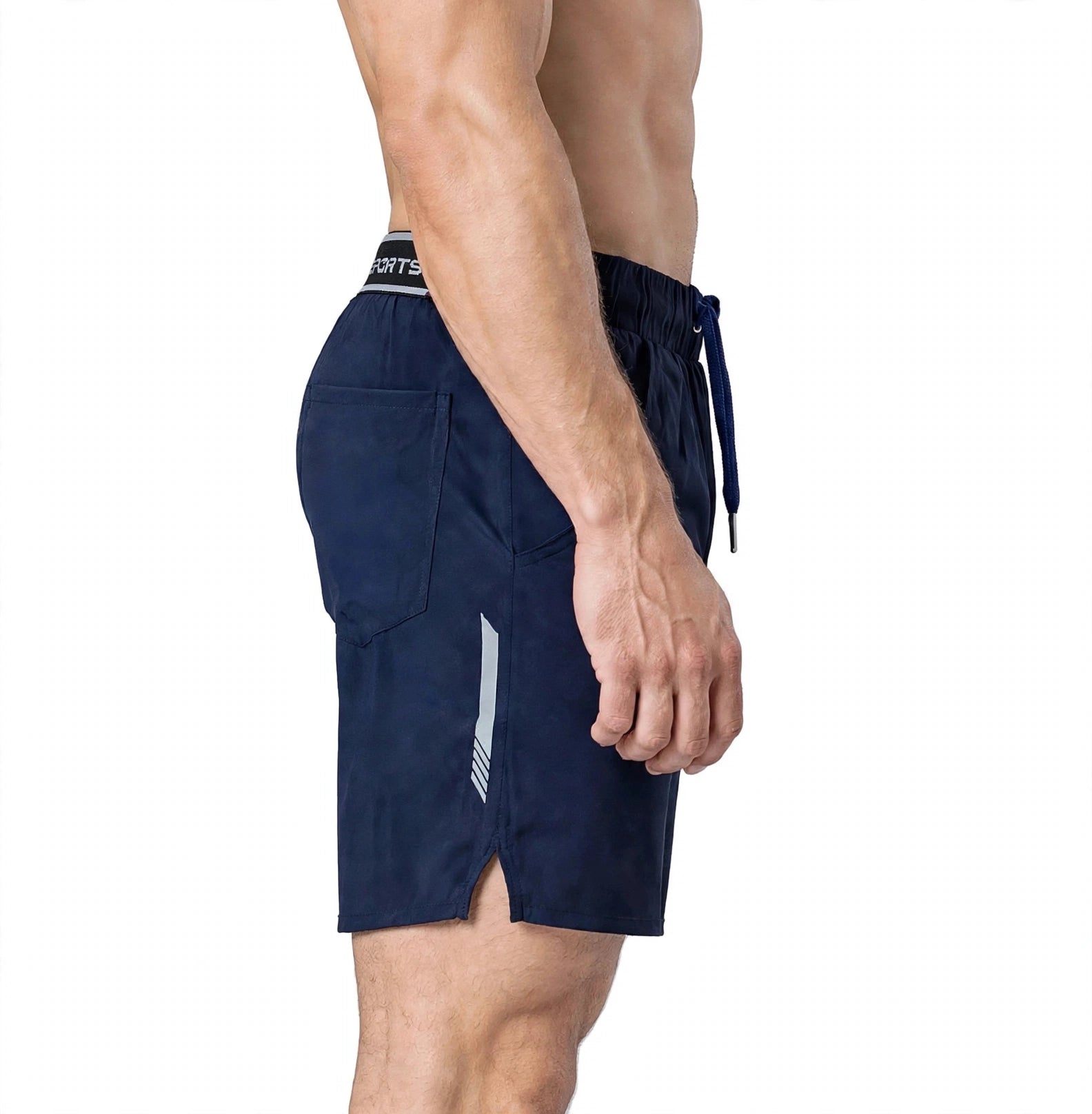 BWB Men's Navy Blue Lightweight Sports Running Shorts