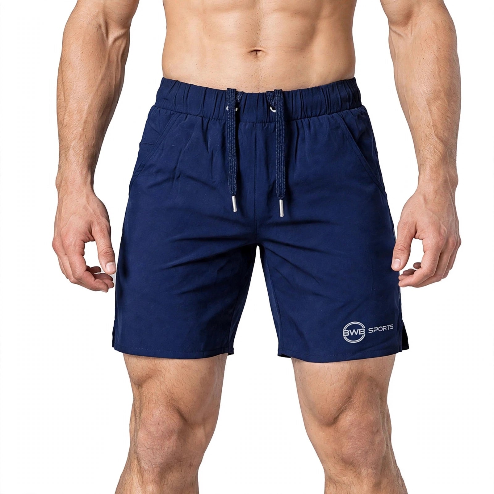 BWB Men's Navy Blue Lightweight Sports Running Shorts