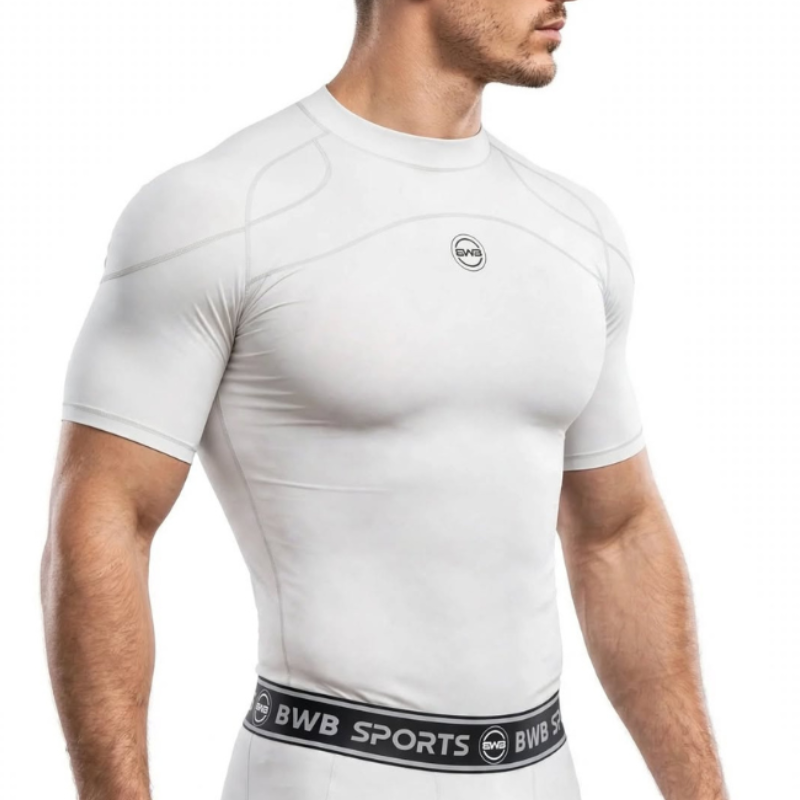 BWB Men's White Short Sleeve Compression Baselayer Shirt