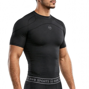 BWB Men's Black Short Sleeve Baselayer Compression Shirt