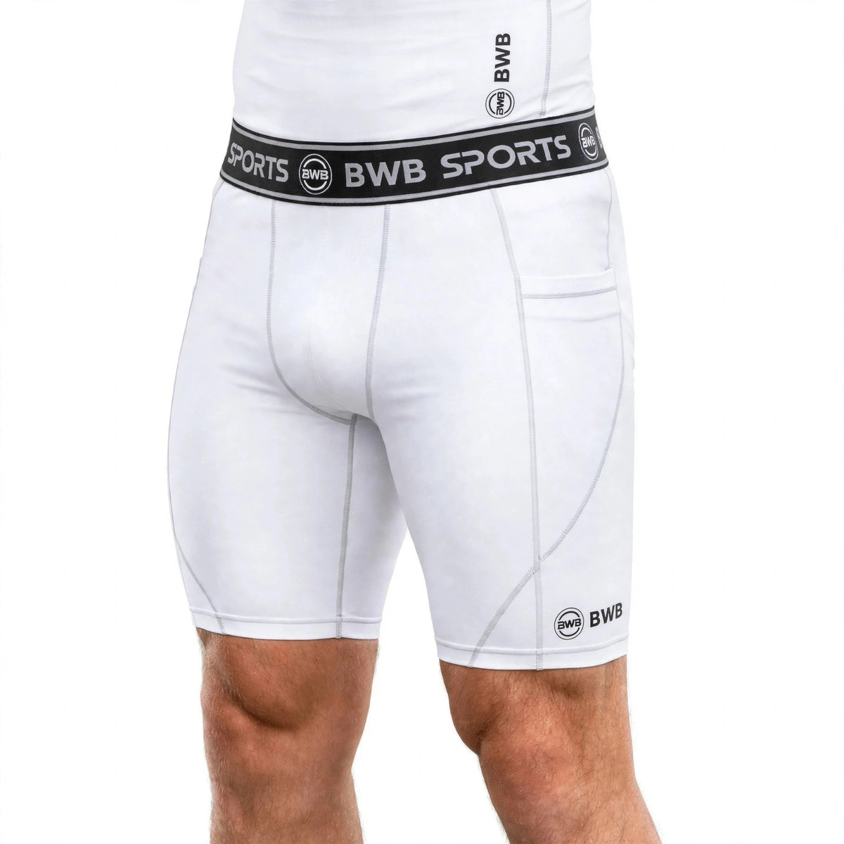 BWB Men's White Compression Shorts – Athletic Base Layer